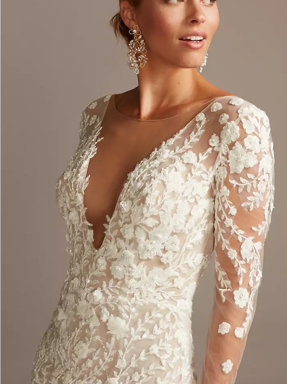 Galina Signature - Embroidered Illusion Bodysuit Wedding Dress & optional skirt - Picture 3 of 15